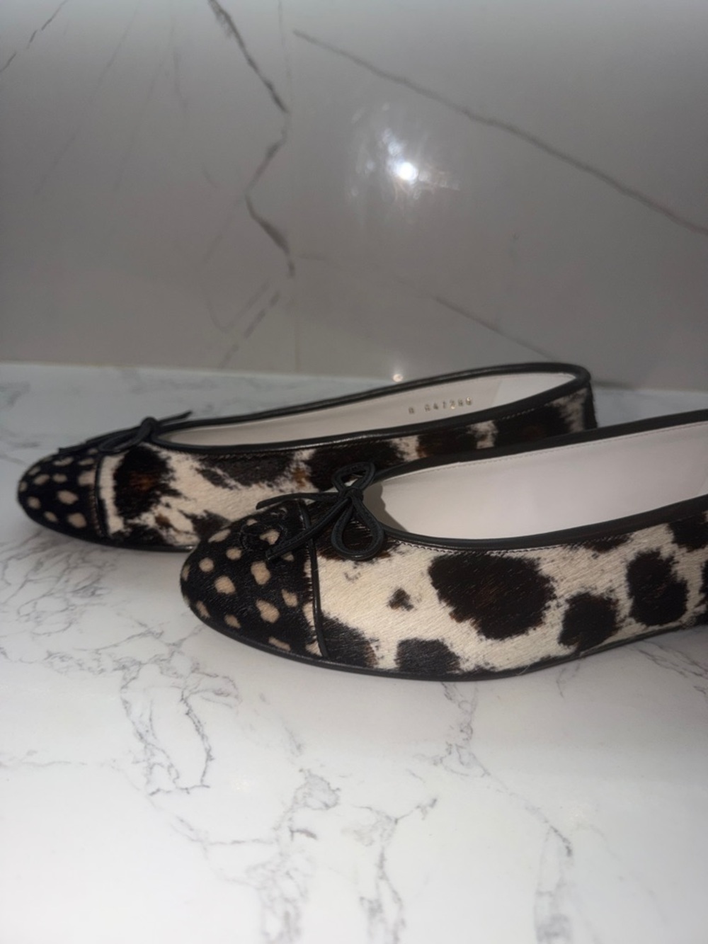 CHANEL Black White Brown Calf Hair Leopard Ballet Flat - Picture 7 of 8
